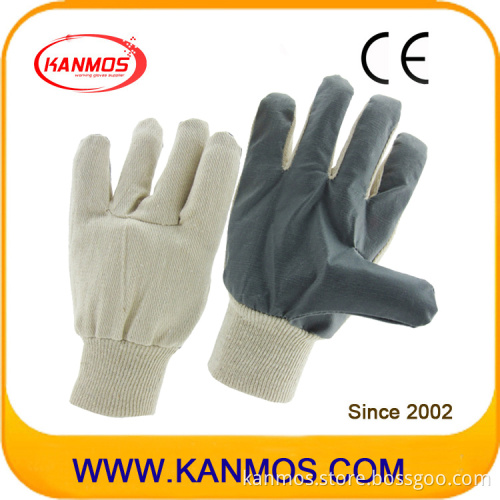 White Cotton Grey Vinyl Industrial Safety Work Gloves (41018)